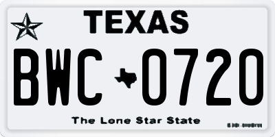 TX license plate BWC0720