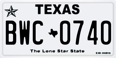 TX license plate BWC0740