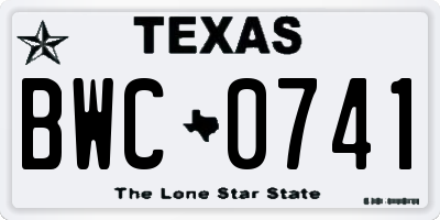 TX license plate BWC0741
