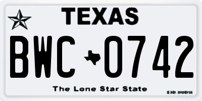 TX license plate BWC0742