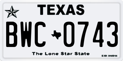 TX license plate BWC0743
