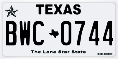 TX license plate BWC0744