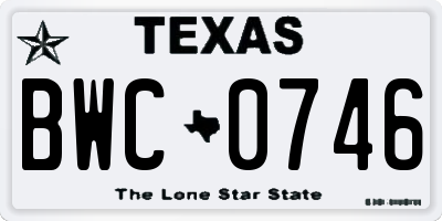 TX license plate BWC0746