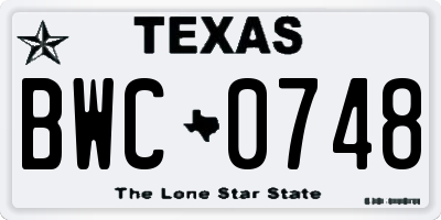 TX license plate BWC0748