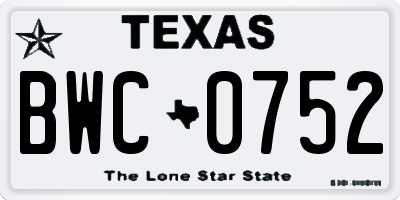 TX license plate BWC0752