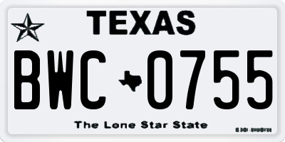 TX license plate BWC0755