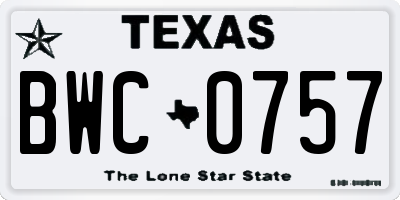 TX license plate BWC0757