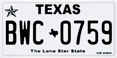 TX license plate BWC0759