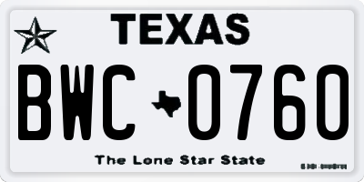 TX license plate BWC0760