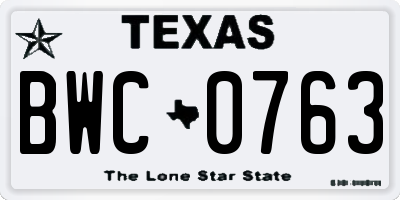 TX license plate BWC0763