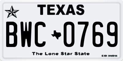 TX license plate BWC0769