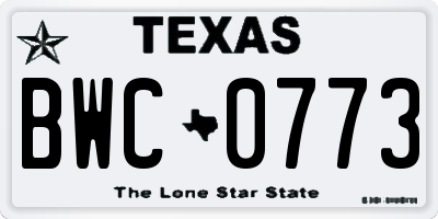TX license plate BWC0773