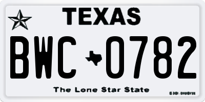 TX license plate BWC0782