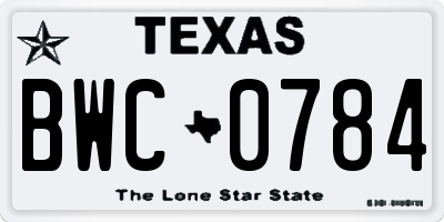 TX license plate BWC0784