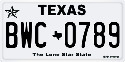 TX license plate BWC0789