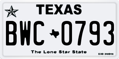 TX license plate BWC0793