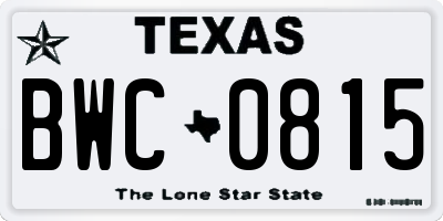 TX license plate BWC0815