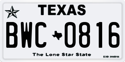 TX license plate BWC0816
