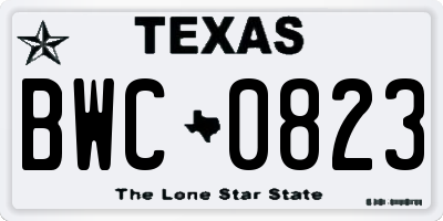 TX license plate BWC0823