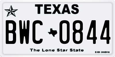 TX license plate BWC0844