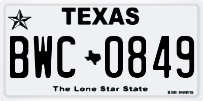 TX license plate BWC0849