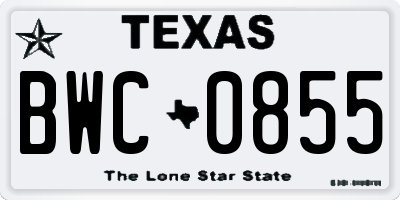 TX license plate BWC0855