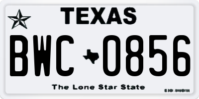 TX license plate BWC0856