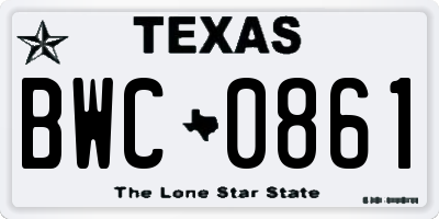 TX license plate BWC0861