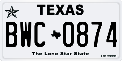 TX license plate BWC0874