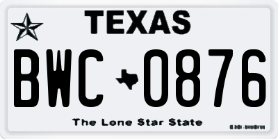 TX license plate BWC0876