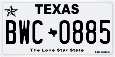 TX license plate BWC0885