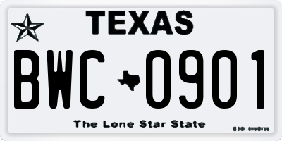 TX license plate BWC0901