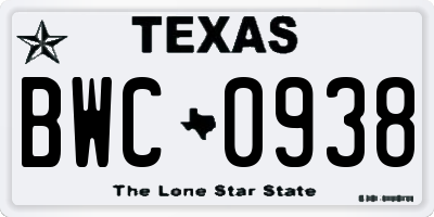 TX license plate BWC0938