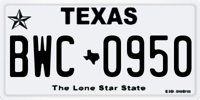 TX license plate BWC0950