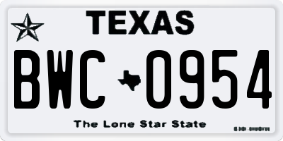 TX license plate BWC0954