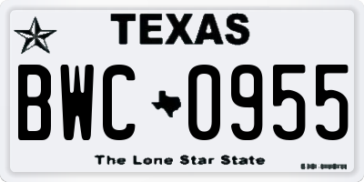 TX license plate BWC0955