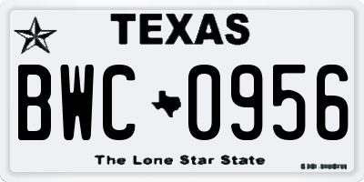 TX license plate BWC0956