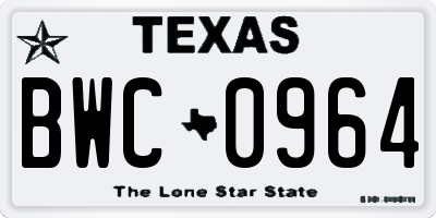 TX license plate BWC0964
