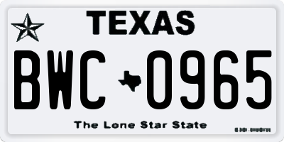 TX license plate BWC0965