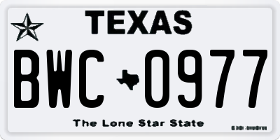 TX license plate BWC0977