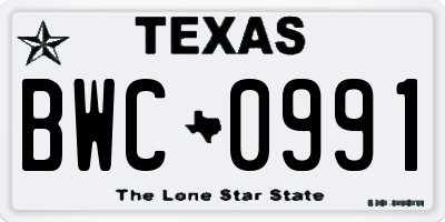 TX license plate BWC0991