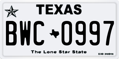 TX license plate BWC0997