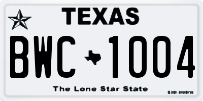TX license plate BWC1004