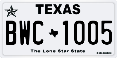 TX license plate BWC1005
