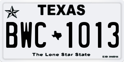 TX license plate BWC1013