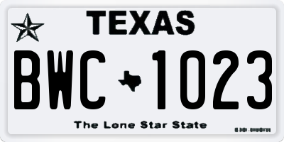 TX license plate BWC1023
