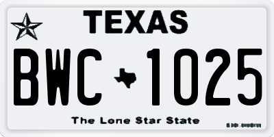 TX license plate BWC1025