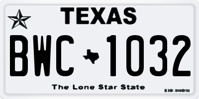 TX license plate BWC1032