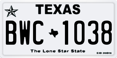 TX license plate BWC1038