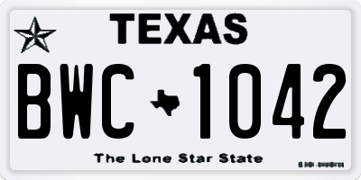 TX license plate BWC1042